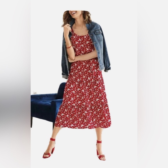 TALBOTS FLORAL CREPE TIERED MAXI DRESS Size 8 - Picture 3 of 8